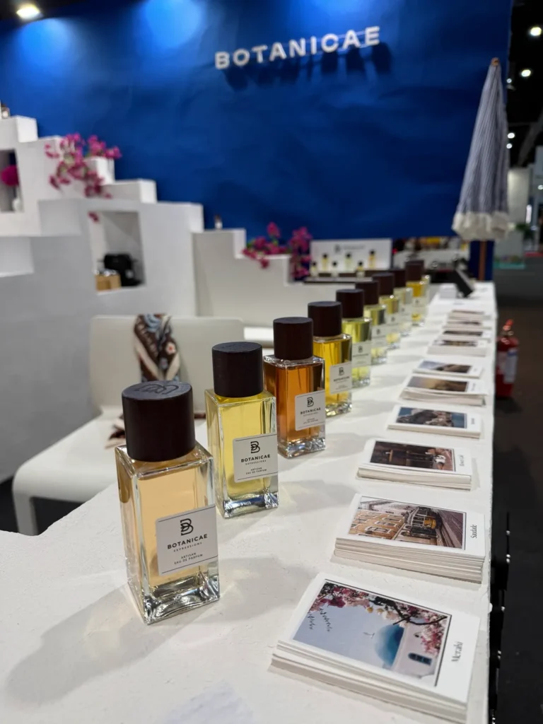Botanicae perfume bottles displayed at the brand's stand during Esxence 2026