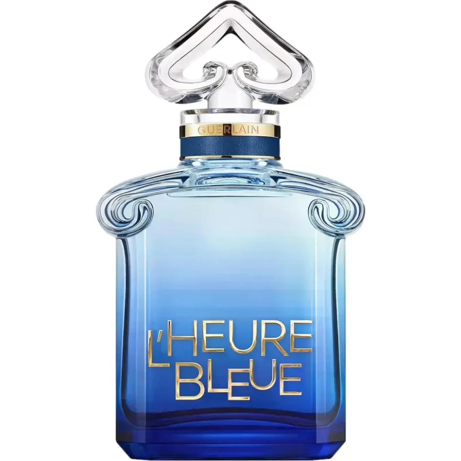 Guerlain L’Heure Bleue 2026 blue gradient perfume bottle with a heart-shaped stopper