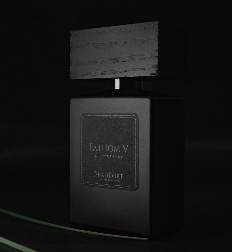 BeauFort London Fathom V Director’s Cut bottle in dark moody lighting