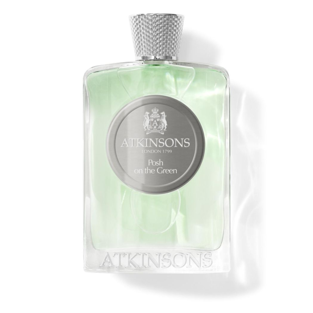 Atkinsons Posh on the Green Eau de Parfum bottle with pale green liquid