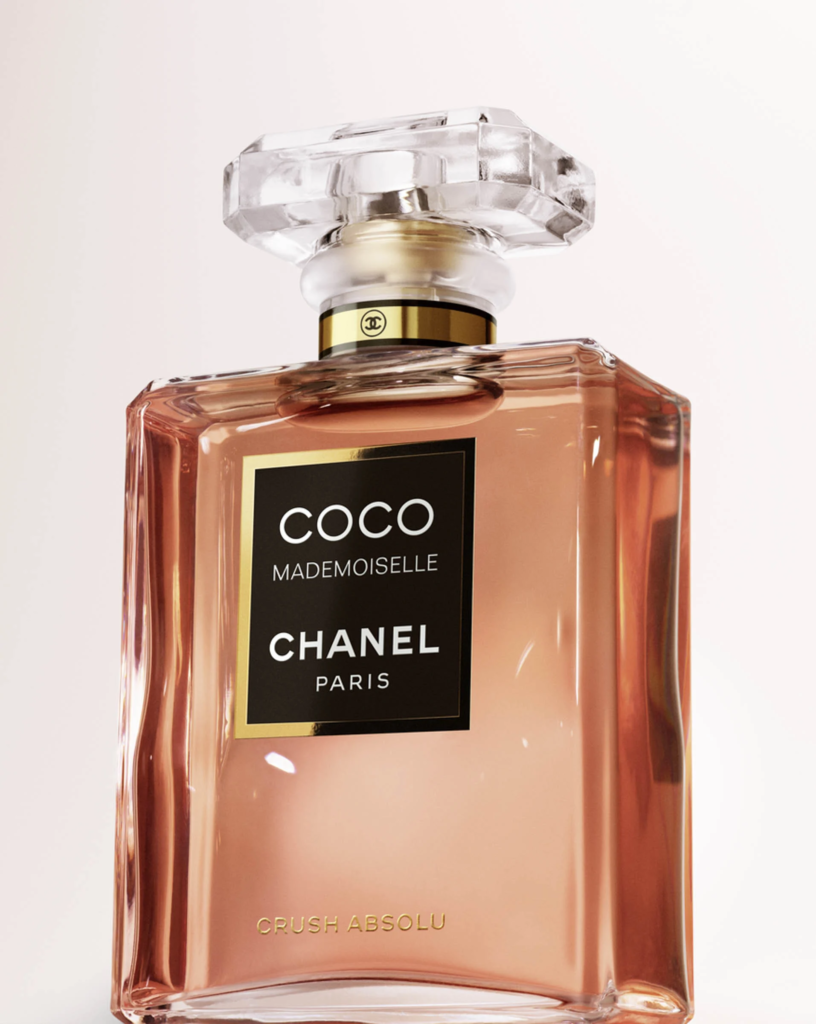Close-up of the Coco Mademoiselle Crush Absolu bottle by Chanel