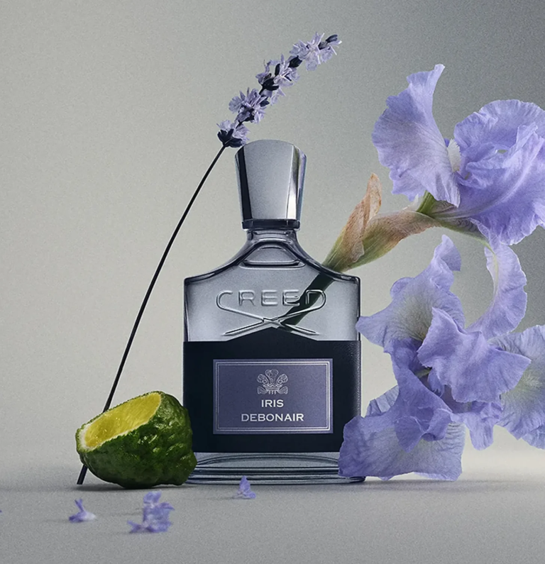 Creed Iris Debonair fragrance with iris flowers, lavender and citrus