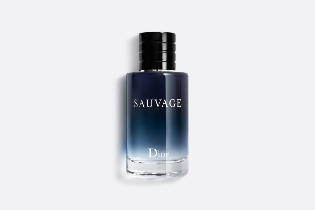 Dior Sauvage Eau de Toilette bottle with signature blue gradient and black cap