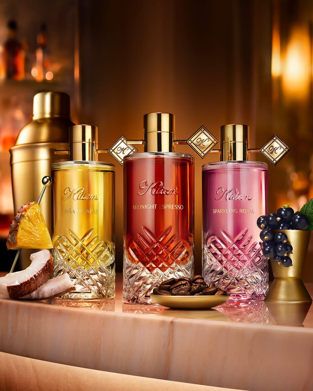 Kilian The Cocktails Collection with Piña Paraíso, Midnight Espresso and Sparkling Royal
