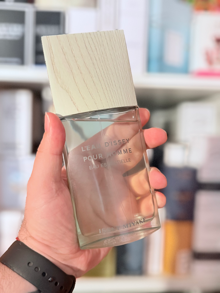 My bottle of Issey Miyake L’Eau d’Issey Pour Homme Eau Essentielle held in hand