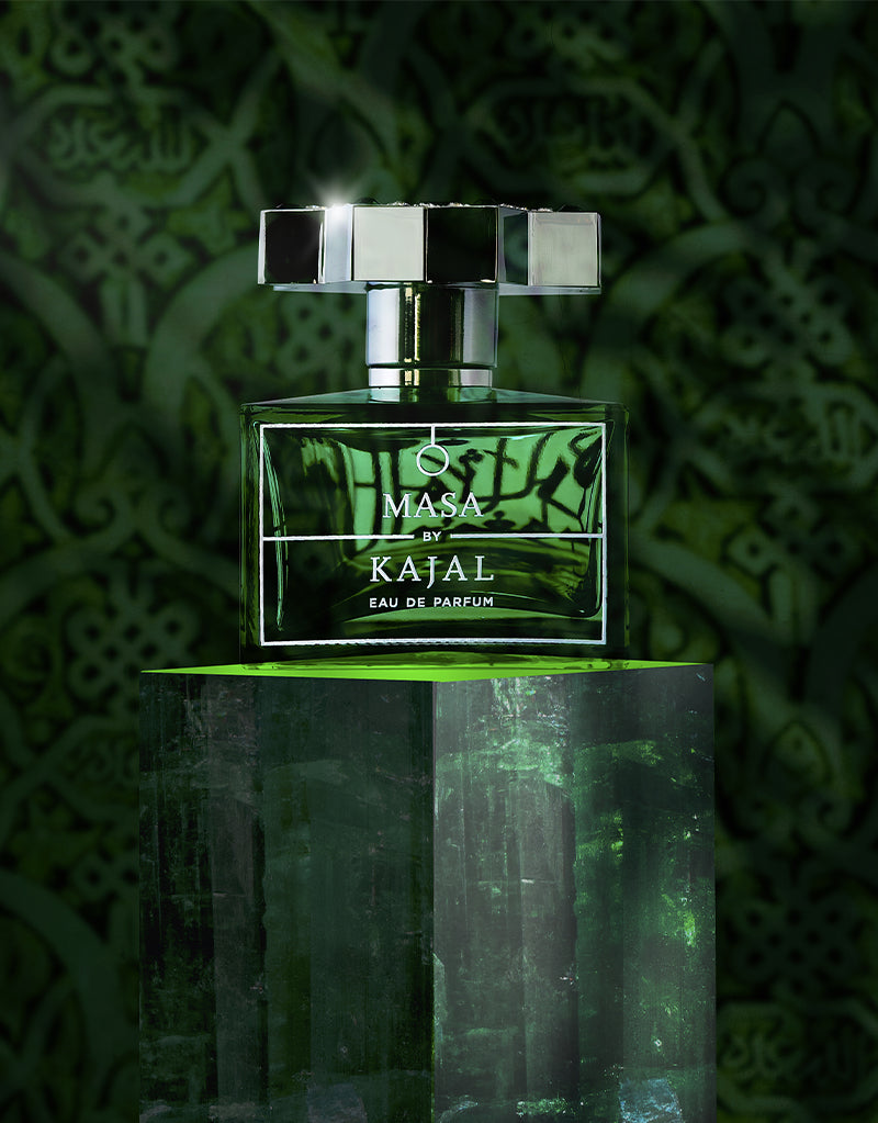 Masa by Kajal green Eau de Parfum bottle