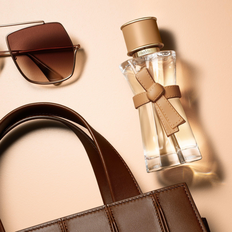 Max Mara Le Parfum bottle with camel leather accessories