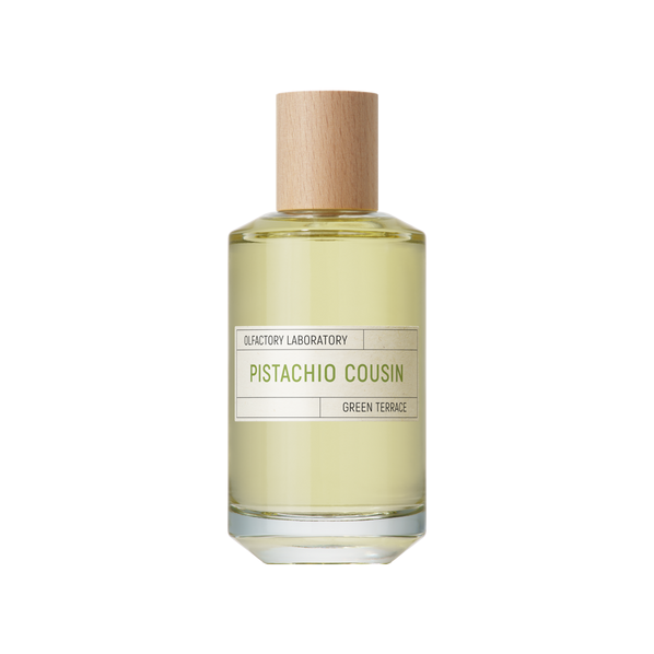Pistachio Cousin Liquides Imaginaires perfume bottle with wooden cap