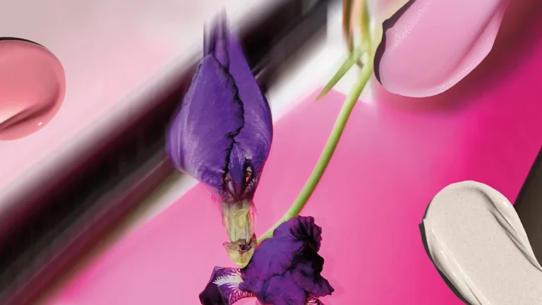 Pitti Fragranze 2026 Cura campaign visual featuring purple iris flowers