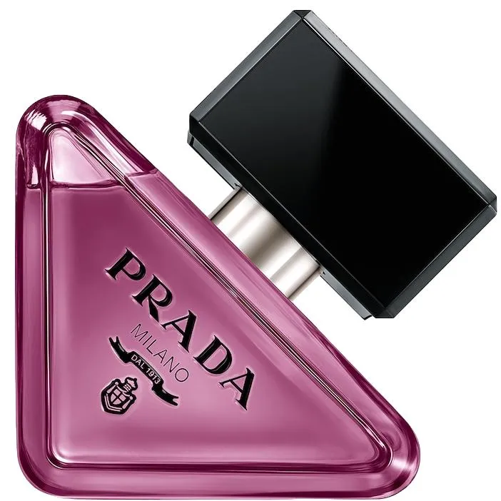 Prada Paradoxe Sweet Chemistry triangular pink perfume bottle with black cap