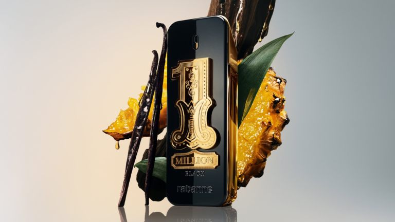 Rabanne 1 Million Black with pineapple and vanilla imagery