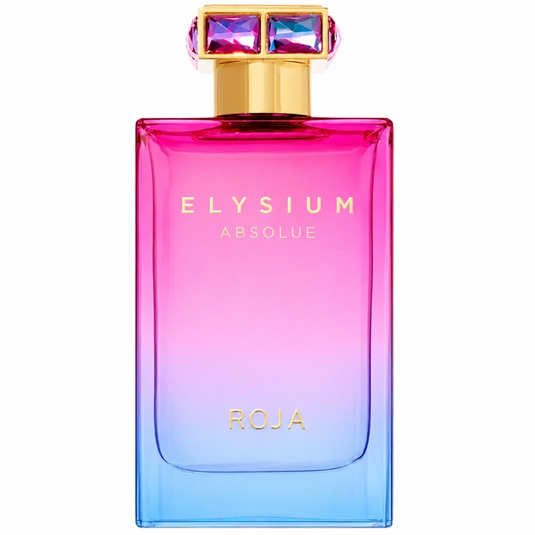Roja Elysium Absolue pink and blue perfume bottle