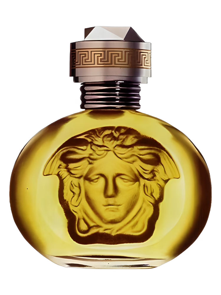 Versace Blonde perfume bottle with Medusa design and golden juice