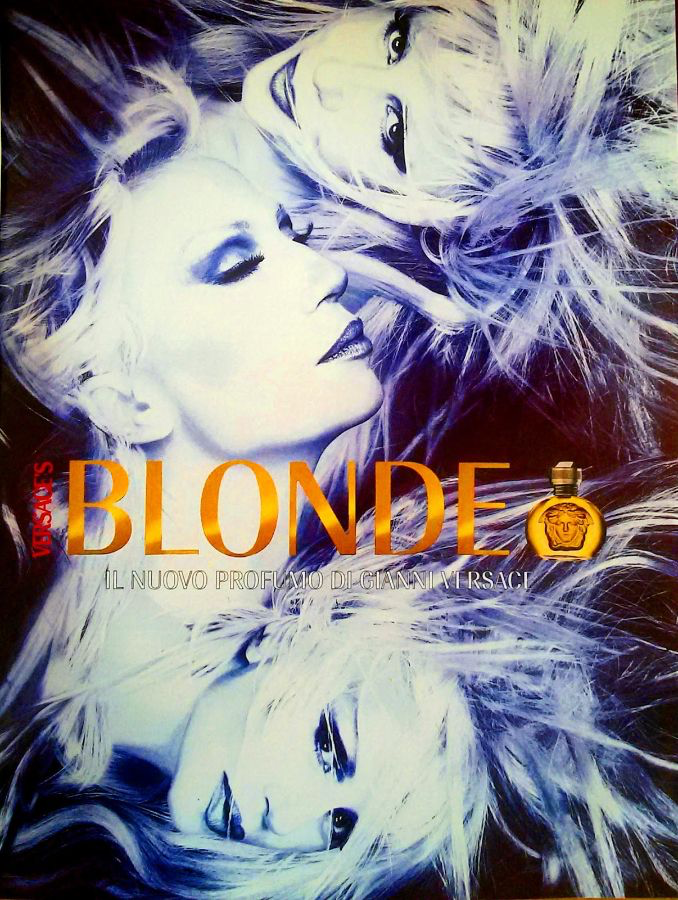 Vintage Versace Blonde perfume advertisement from the 1990s