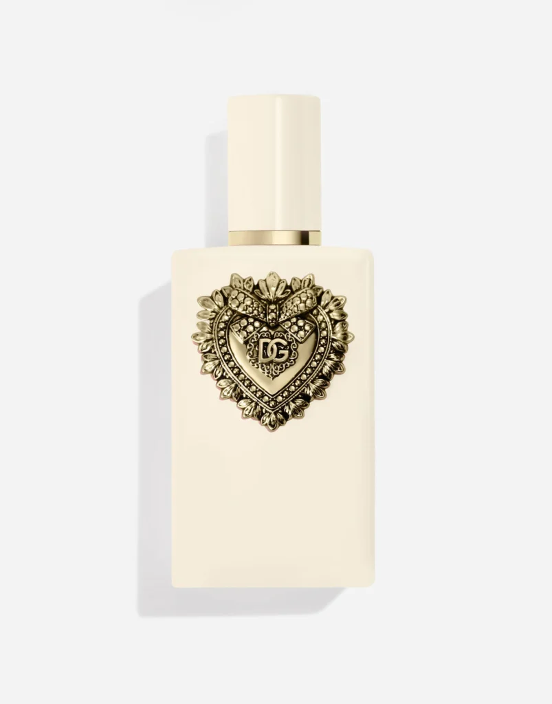 Ivory Your Devotion Eau de Parfum Intense bottle with gold Sacred Heart
