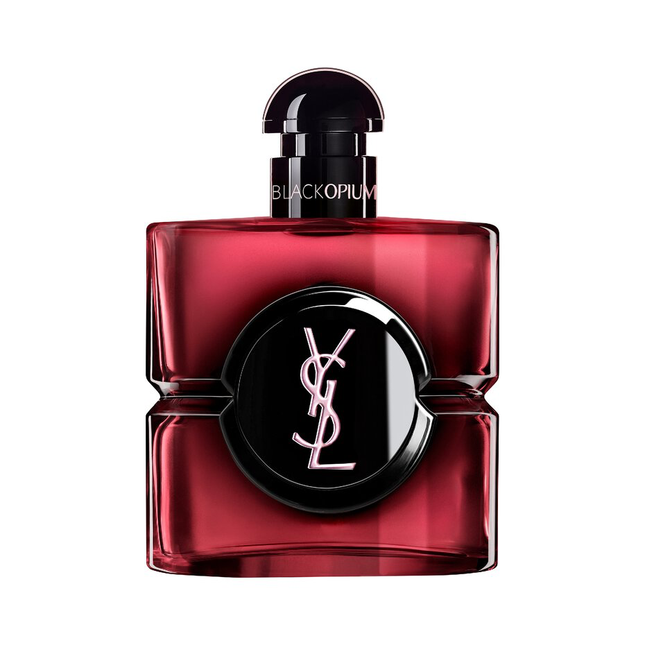 YSL Black Opium Pink Glaze Eau de Parfum bottle, a strawberry note in perfume example
