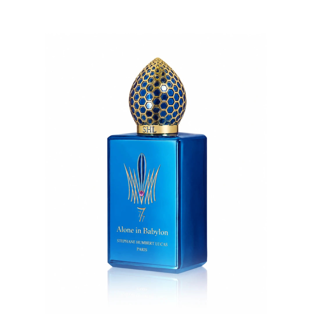 Alone in Babylon by Stéphane Humbert Lucas blue bottle viewed from an angle