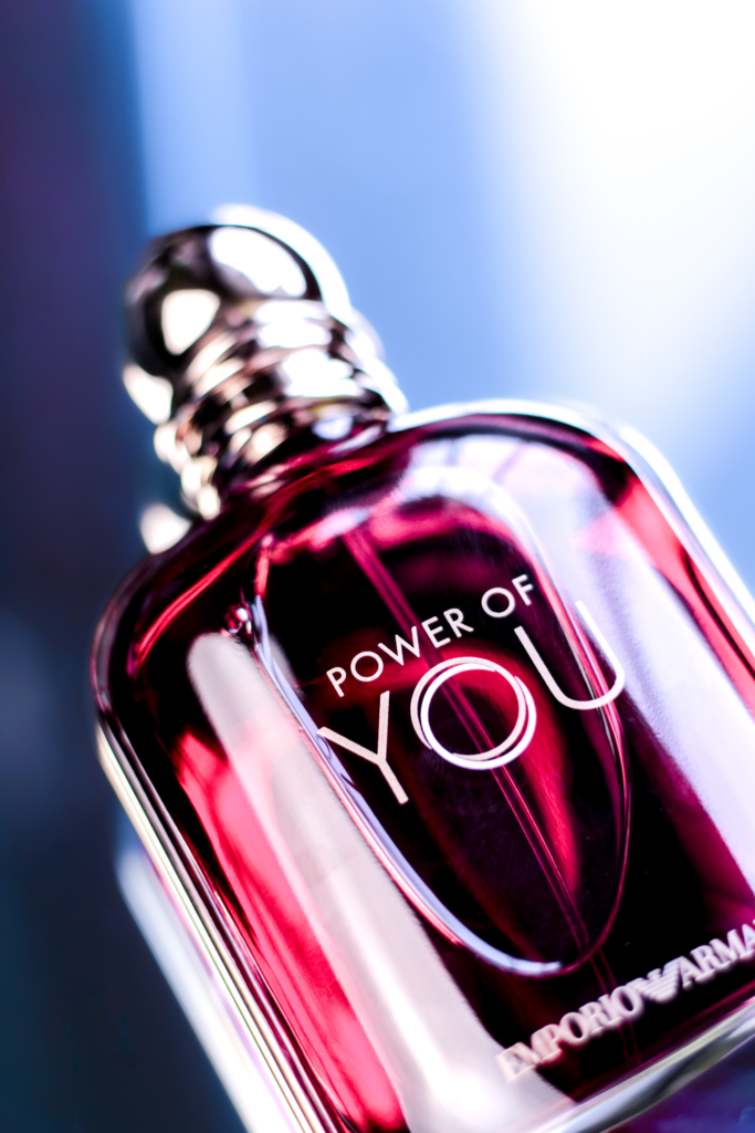 Close-up of the Emporio Armani Power of You perfume bottle