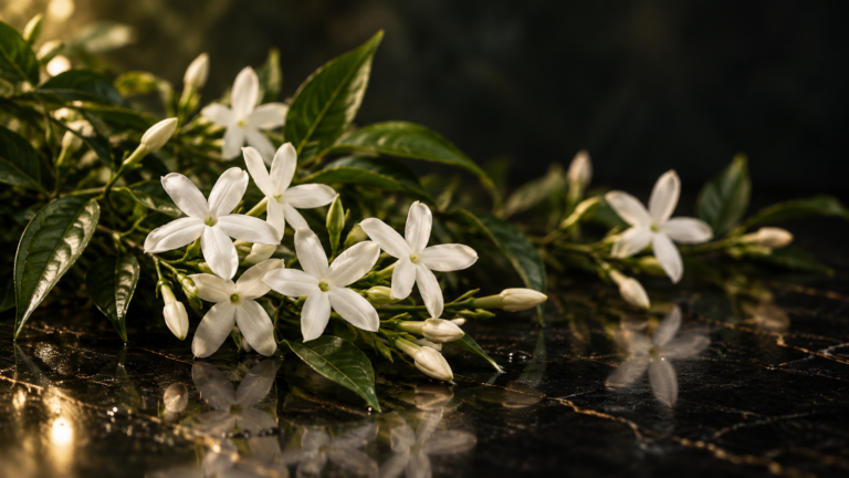 Jasmine flowers illustrating the role of jasmine in perfumery