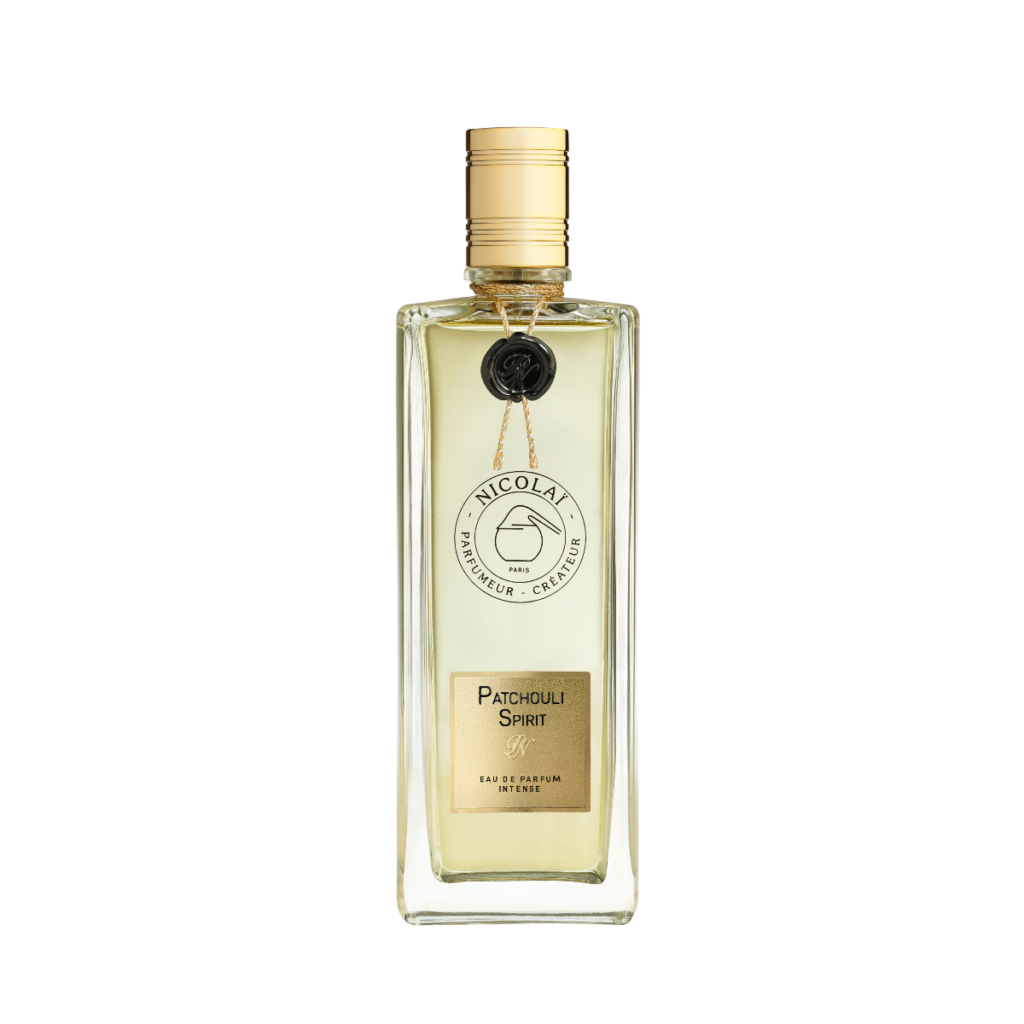 Transparent-background packshot of the Nicolaï Patchouli Spirit Eau de Parfum Intense bottle