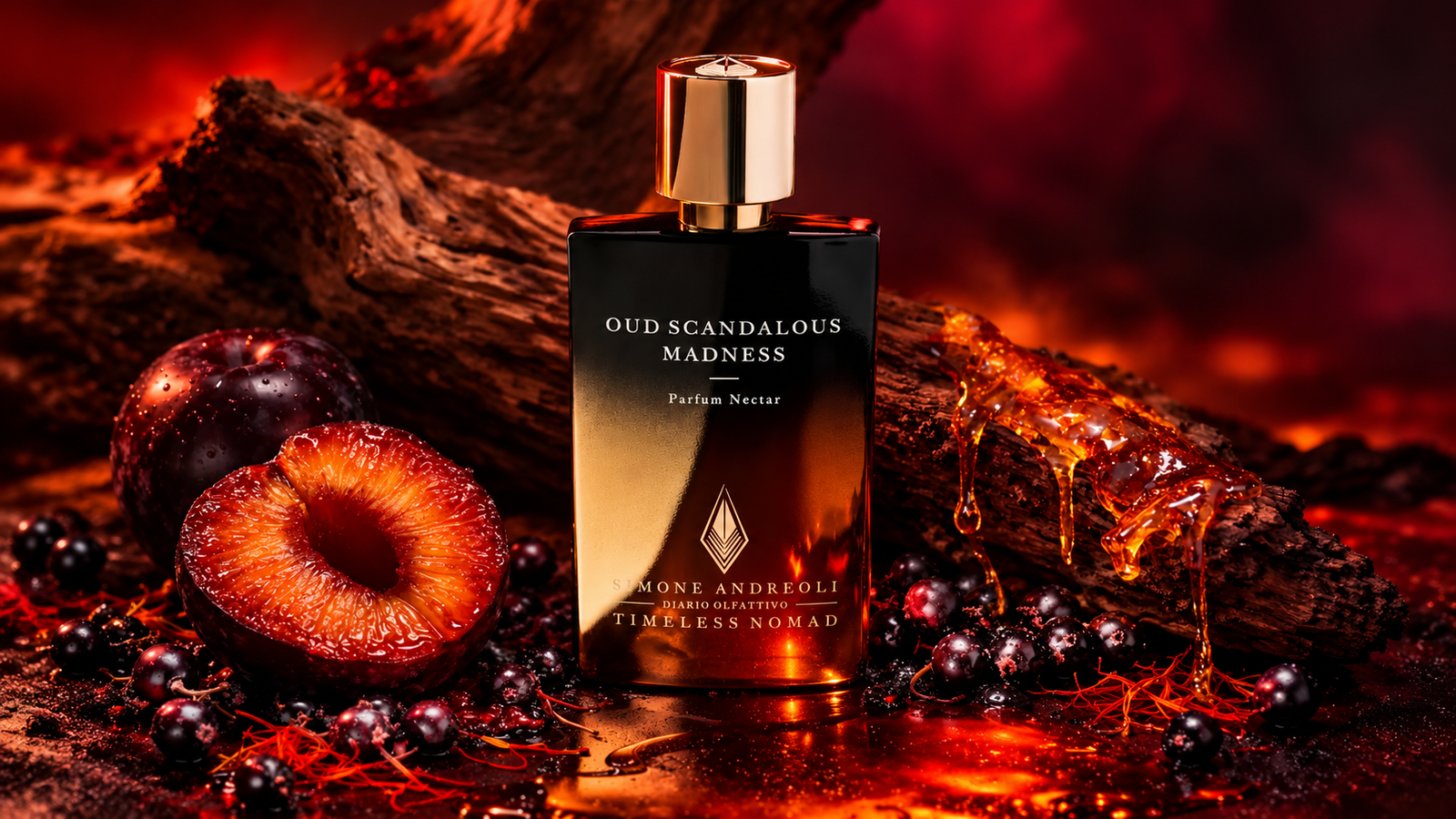 Simone Andreoli Oud Scandalous Madness perfume with plum, dark berries and resin