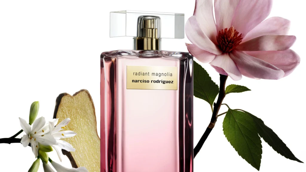 Narciso Rodriguez Radiant Magnolia Eau de Parfum Intense with magnolia blossom