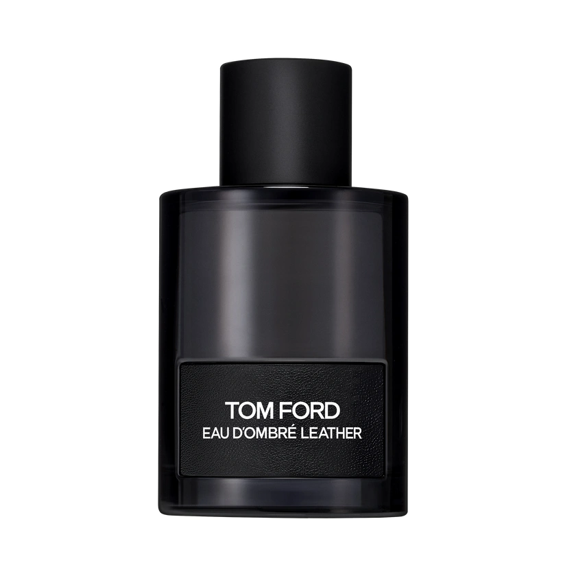 Tom Ford Eau d'Ombré Leather Eau de Toilette in its dark translucent bottle with black cap.
